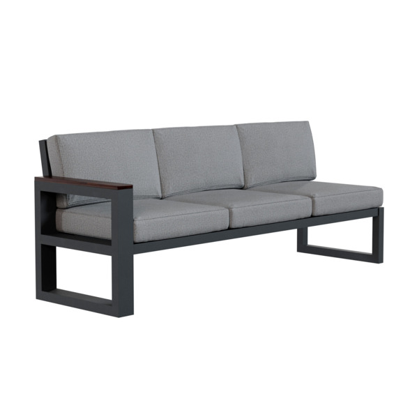 Левый модуль дивана Медсон Вуд, 3 секции, серый, черный - фото 1