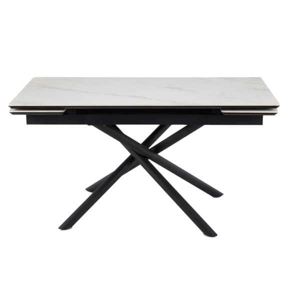 Керамический стол Мэриан 140 (200) х 80 snow alpin white / черный - фото 2