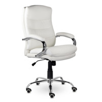 Настоящее фото товара Кресло офисное Бруно, хром, белый, произведённого компанией ChiedoCover