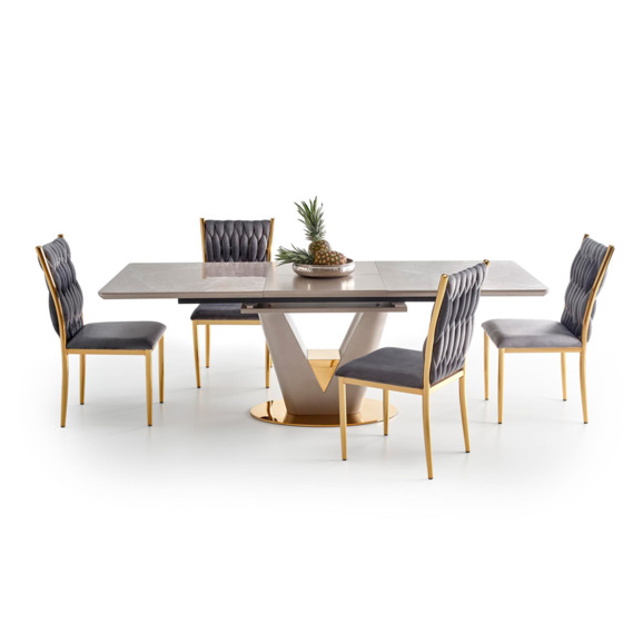 Стол раскладной Kairos, светло-пепельный, золото - фото 9