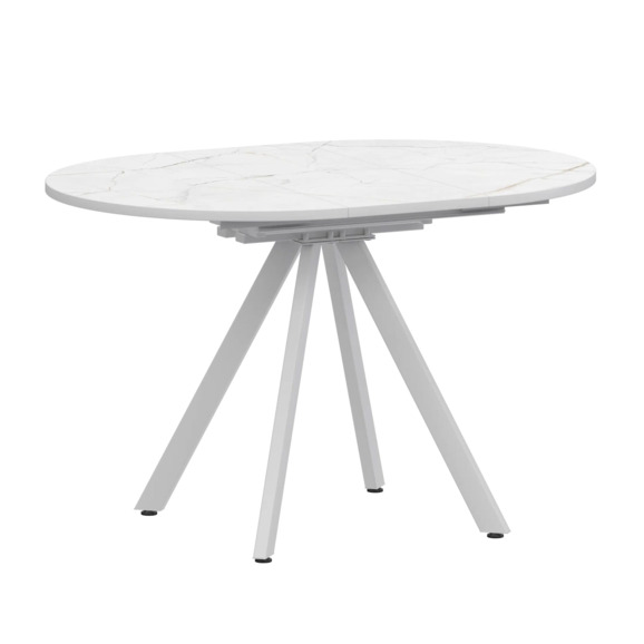 Стол раздвижной Лаки мини 800+300мм, азул, белый муар - фото 1