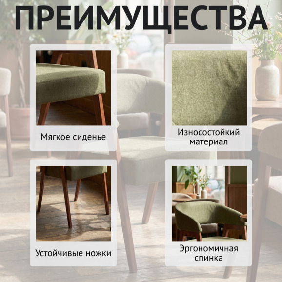 Стул Рикко, велюр Шарли 6, ножки бук морилка старинный орех - фото 6