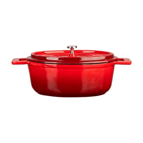 Кастрюля для запекания, с крышкой, овальная, чугун, 0,8 л, 14 см, красный - фото 3