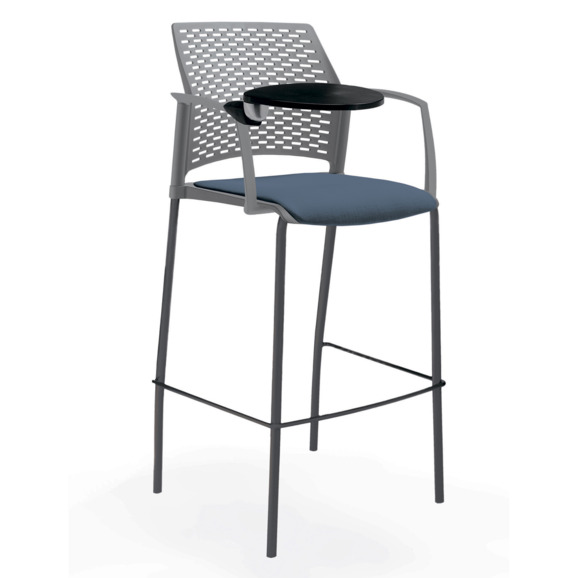Стул Ревайнд барный с мягким сиденьем и пюпитром, серый, черный - фото 1