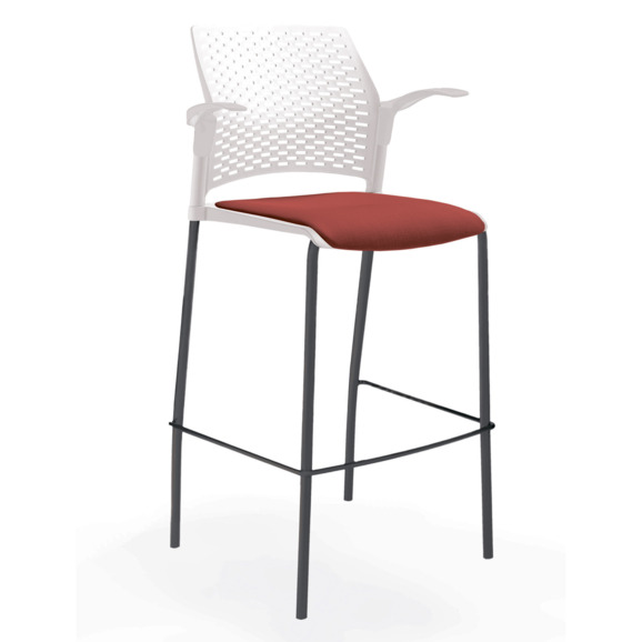 Стул Ревайнд барный с мягким сиденьем и подлокотниками, белый, черный - фото 4