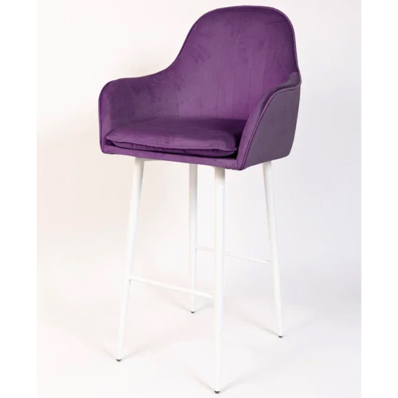 Кресло Сета, барные ножки, фиолетовый, белый, велюр - фото 3
