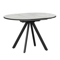 Настоящее фото товара Стол раздвижной Лаки мини 800+300мм, серый каспий, черный муар, произведённого компанией ChiedoCover