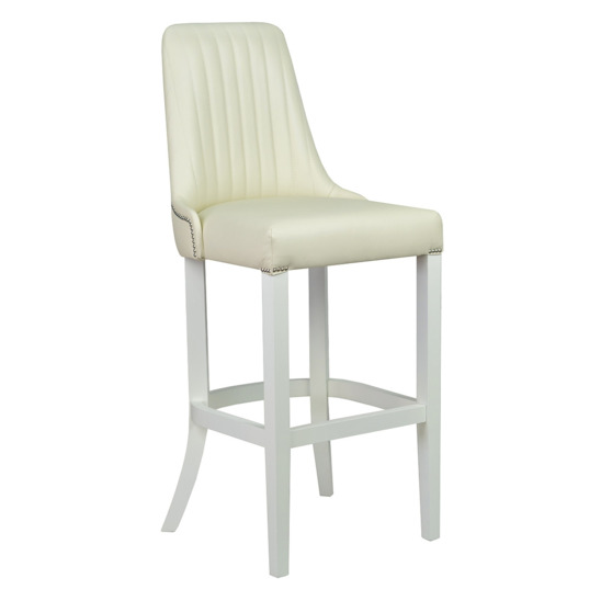 Барный стул Гарри, белый, с вертикальной отстрочкой - фото 1