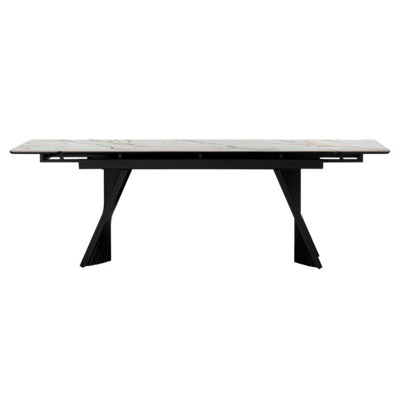 Керамический стол Вейв 160(220)х89 белый с прожилками gilt white / черный - фото 4