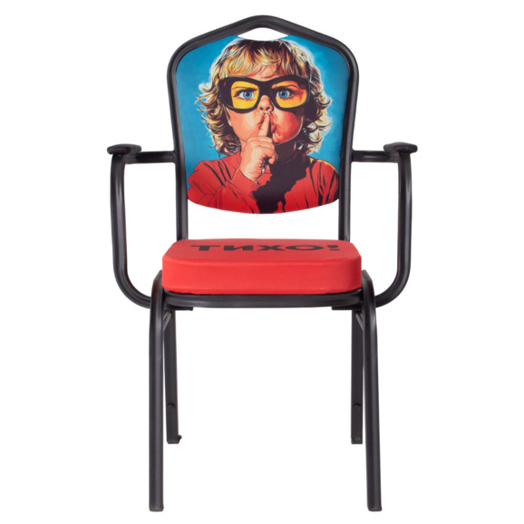 Стул Хит 25 с подлокотниками, каркас черный муар, с принтом Silence - фото 5