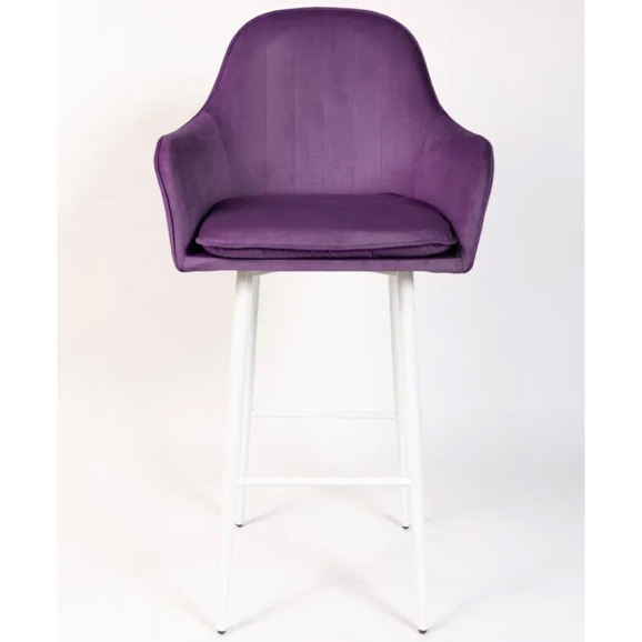 Кресло Сета, барные ножки, фиолетовый, белый, велюр - фото 2