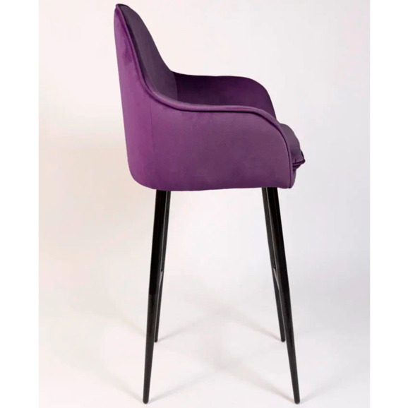 Кресло Сета, барные ножки, фиолетовый, черный, велюр - фото 7