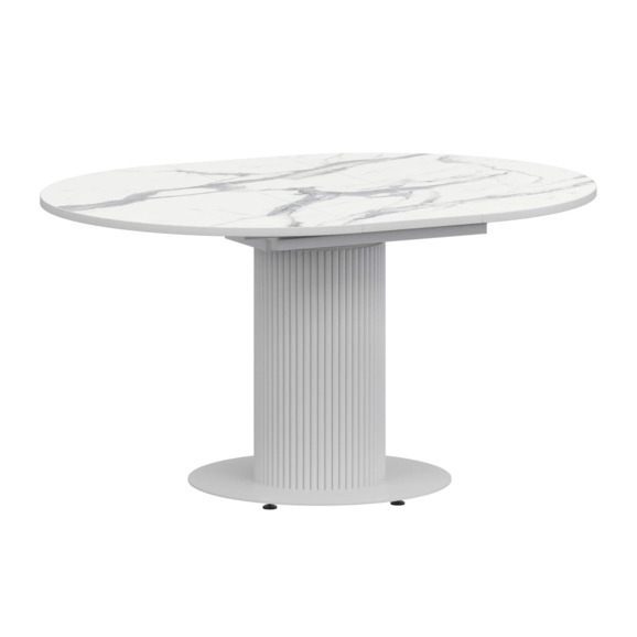 Стол раздвижной Амор 1000+300, мрамор белый, белый муар - фото 1