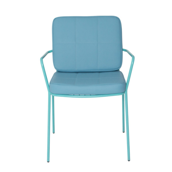 Стул Лион с подлокотниками и подушкой, экокожа Pastel Blue - фото 5