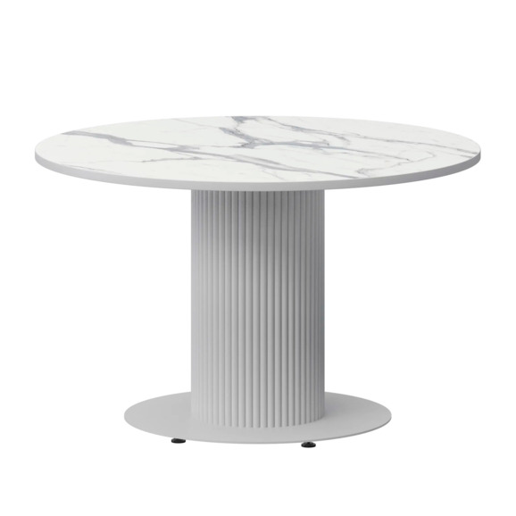 Стол нераздвижной Римс, 1000мм, мрамор белый, белый муар - фото 1