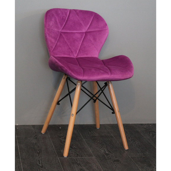 Стул мягкий Eames, велюр, бук, малиновый - фото 2