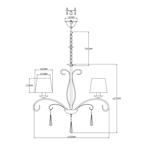 Люстра подвесная V2601-5P Aramco 5*E14*60W Люстра подвесная V2601-5P Aramco 5*E14*60W - фото 2