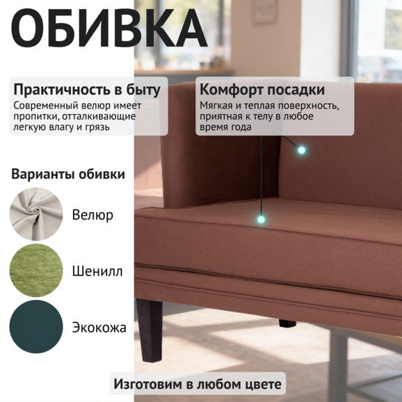 Диван Дуплет, 1800*780, велюр - фото 3