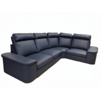 Настоящее фото товара Диван угловой Наполи, нераскладной, экокожа пегасо, темно-синий, произведённого компанией ChiedoCover