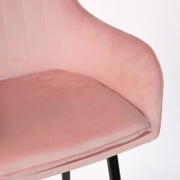 Кресло Сета, барные ножки, пудровый, черный, велюр - фото 9