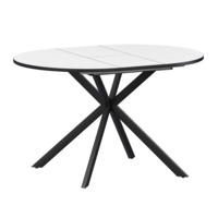 Настоящее фото товара Стол раздвижной Грант 900+300 супер белый, черный муар, произведённого компанией ChiedoCover