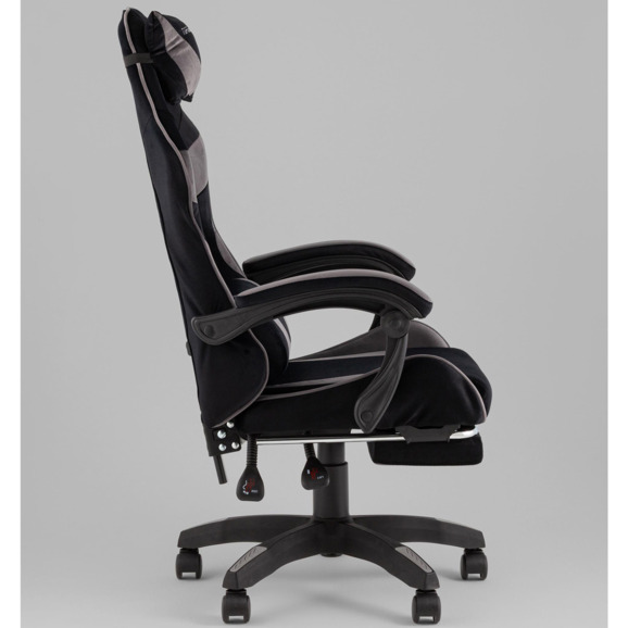 Кресло спортивное TopChairs MG-7019 велюр черно-серый - фото 3