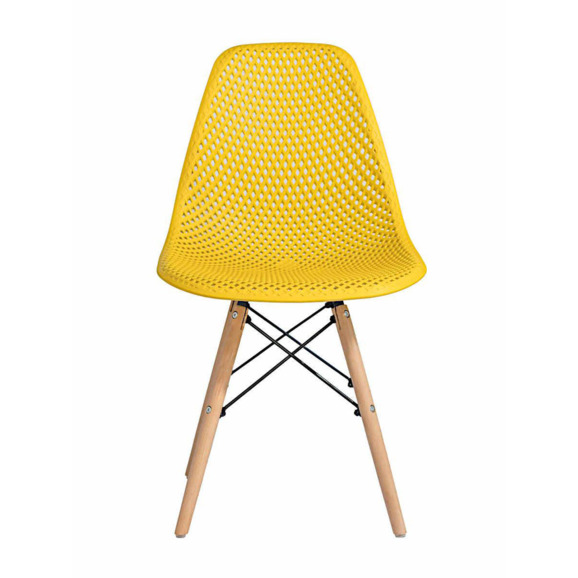 Стул пластиковый перфорированный Eames, бук, горчичный - фото 2