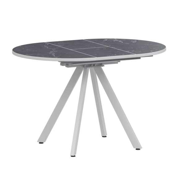 Стол раздвижной Лаки мини 800+300мм, даркстоун, белый муар - фото 1