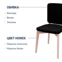 Фотография товара Стул Safir, велюр чёрный Velutto 34, органика белая от компании ChiedoCover.