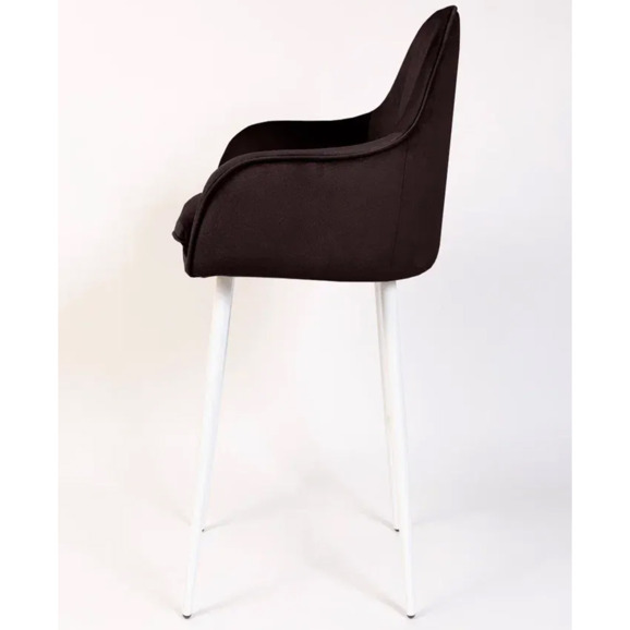 Кресло Сета, барные ножки, коричневый, белый, велюр - фото 4