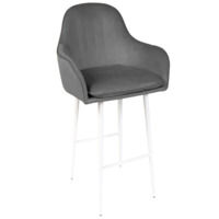 Настоящее фото товара Кресло Сета, барные ножки, серый, белый, велюр, произведённого компанией ChiedoCover