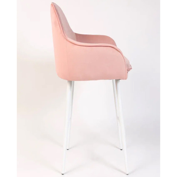 Кресло Сета, барные ножки, розовый, белый, велюр - фото 7
