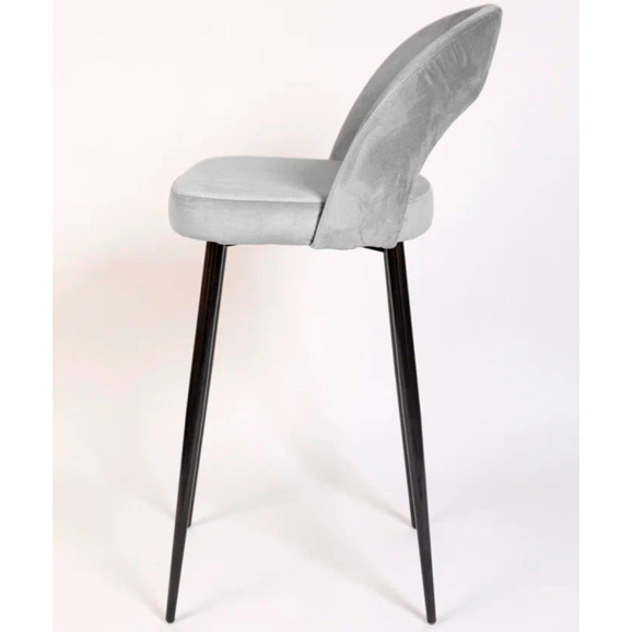 Стул Пиннате, барный, светло-серый, черный, велюр - фото 4