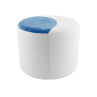 Настоящее фото товара Пуф Кругси, велюр белый, голубой, произведённого компанией ChiedoCover