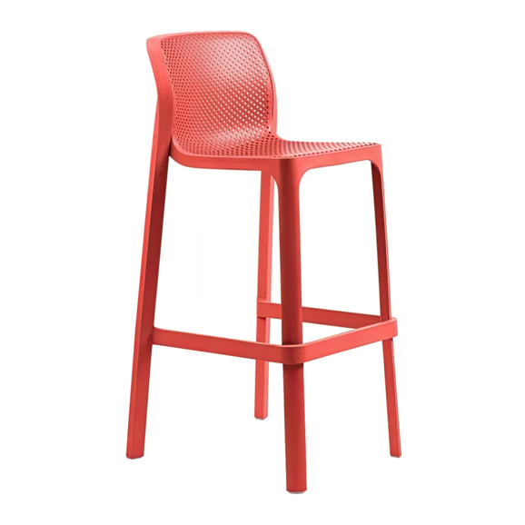 Стул пластиковый барный Net Stool, коралловый - фото 1