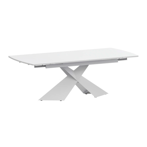 Стол раздвижной Моден 1400х800+300, супер белый, белый муар - фото 1