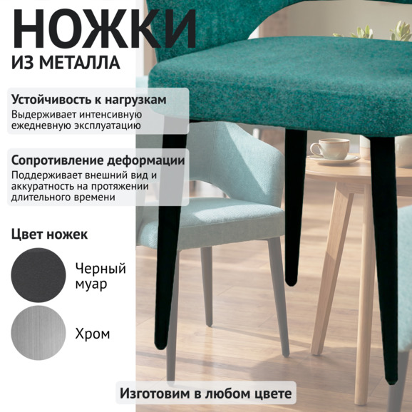 Стул Флай, синяя рогожка, ножки металлические Стул Флай, синяя рогожка, ножки металлические - фото 4
