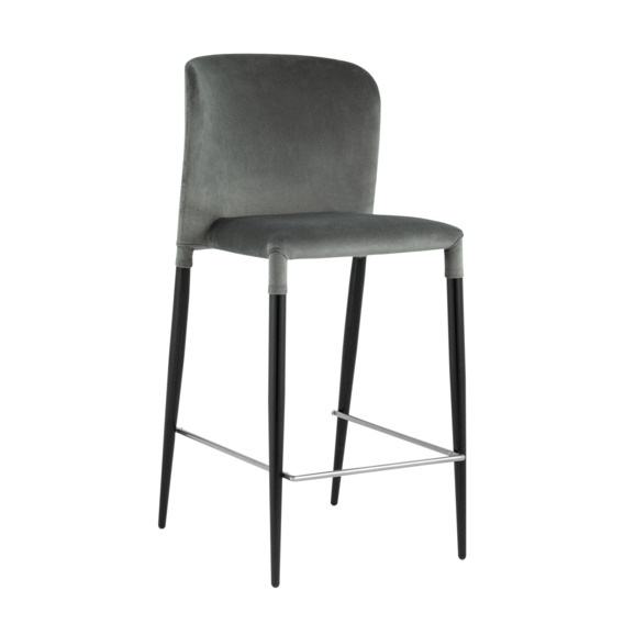 Стул полубарный Лори велюр серый Стул полубарный Лори велюр серый - фото 1