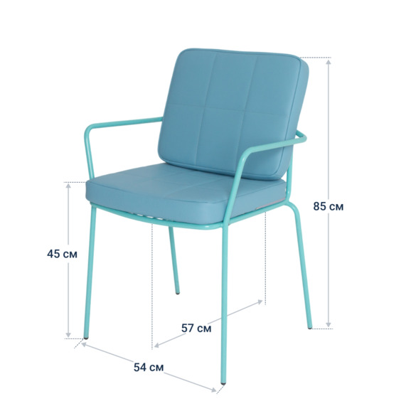 Стул Лион с подлокотниками и подушкой, экокожа Pastel Blue - фото 4