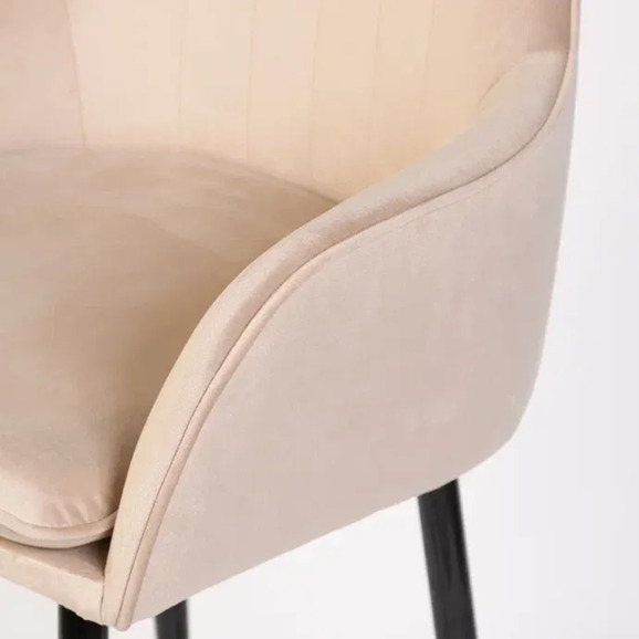 Кресло Сета, барные ножки, бежевый, черный, велюр - фото 11
