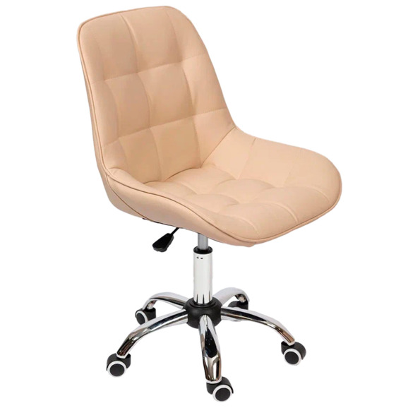 Стул Мускус, хром, бежевый, кожа - фото 1