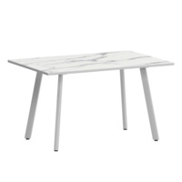 Настоящее фото товара Стол нераздвижной Рольф, мрамор белый, белый муар, произведённого компанией ChiedoCover