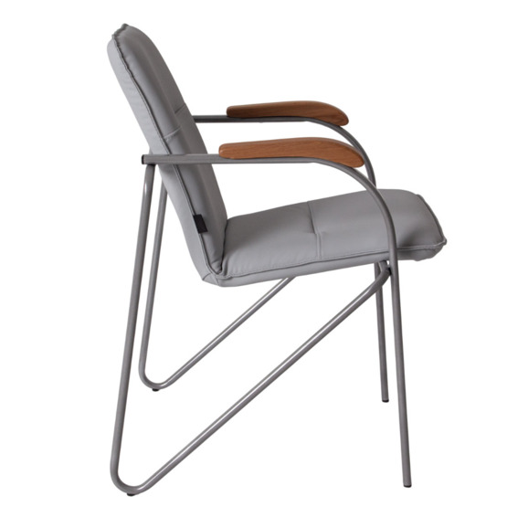 Стул Самба, кожзам Наппа 990, каркас серебро, подлокотники бук под лак - фото 8