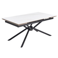 Фотография Стол обеденный Retort, раскладной, белый мрамор, черный от производителя ChiedoCover, картинка продукции, реальное фото товара Настоящее фото товара Стол обеденный Retort, раскладной, белый мрамор, черный, произведённого компанией ChiedoCover