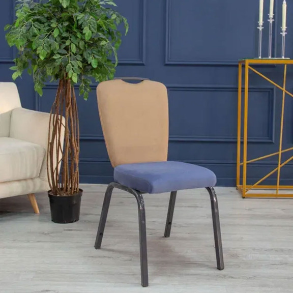 Фотография в интерьере товара Стул Милан с гибкой спинкой, коричневый, синий от компании ChiedoCover.