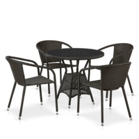 Настоящее фото товара Комплект мебели Спринг, коричневый, 4 стула, столешница круглая, произведённого компанией ChiedoCover