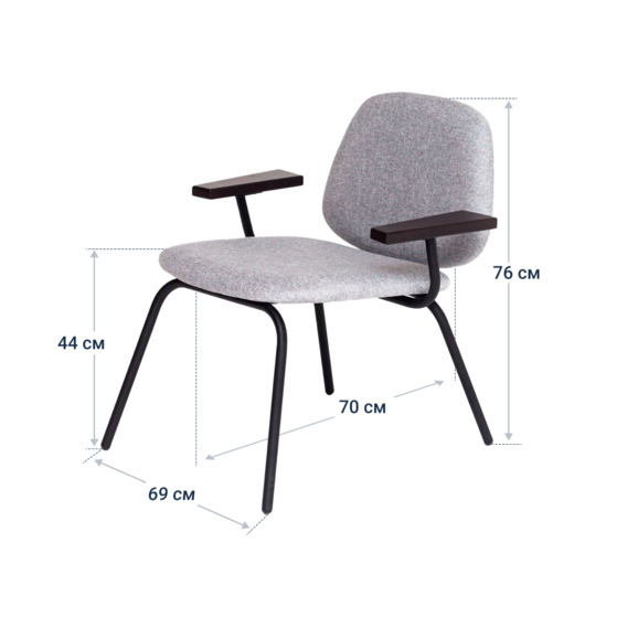 Кресло Designe, рогожка серая, каркас черный муар - фото 4