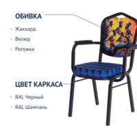 Фотография товара Стул Хит 25 с подлокотниками, каркас черный муар, с принтом Birds от компании ChiedoCover.