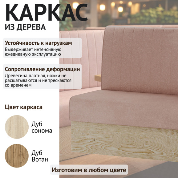 Диван Мистик, велюр Нювола 62 розовый, ЛДСП Кроношпан Плитторг Дуб Сонома - фото 4