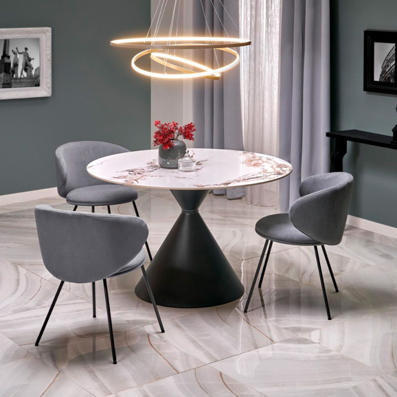 Стол обеденный Aureole, белый мрамор, черный - фото 4